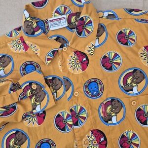 Vintage FUBU Platinum Men's Largr Fat Albert All Over Print Button-Down
